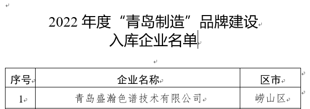 謀篇布局 | 盛瀚上榜2022年度“青島制造”品牌建設重點企業名單